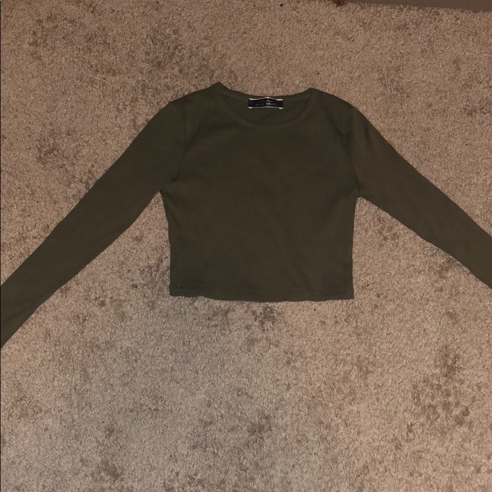 Blue blush womens long sleeve cropped shirt size S